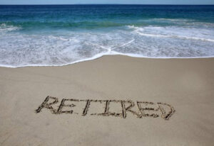 retired written on sand